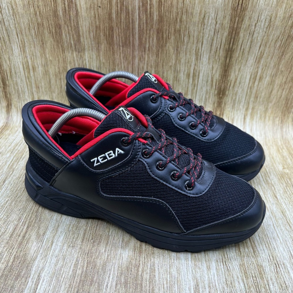 Zeba Hands-Free Sneakers Men's 9.5 Black Red Collapsible Heel Adaptive‎ Shoes